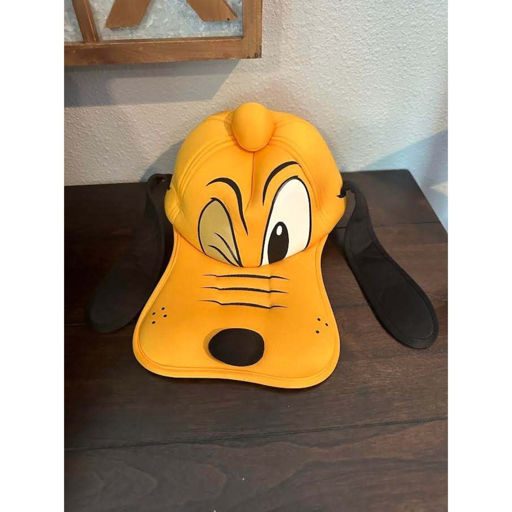 Vintage Disney Parks Pluto Hat Floppy Ears Foam Stretch Fit Cap Disney World